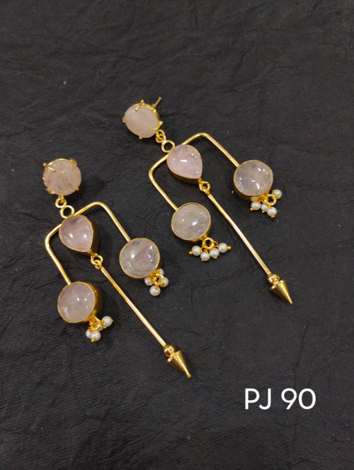 Elegant Rose Quartz Dangler Earrings